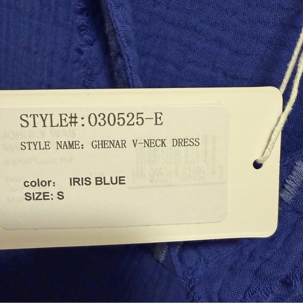 Johnny Was Calme GHENAR V-NECK DRESS Blue Size Small - Picture 4 of 7